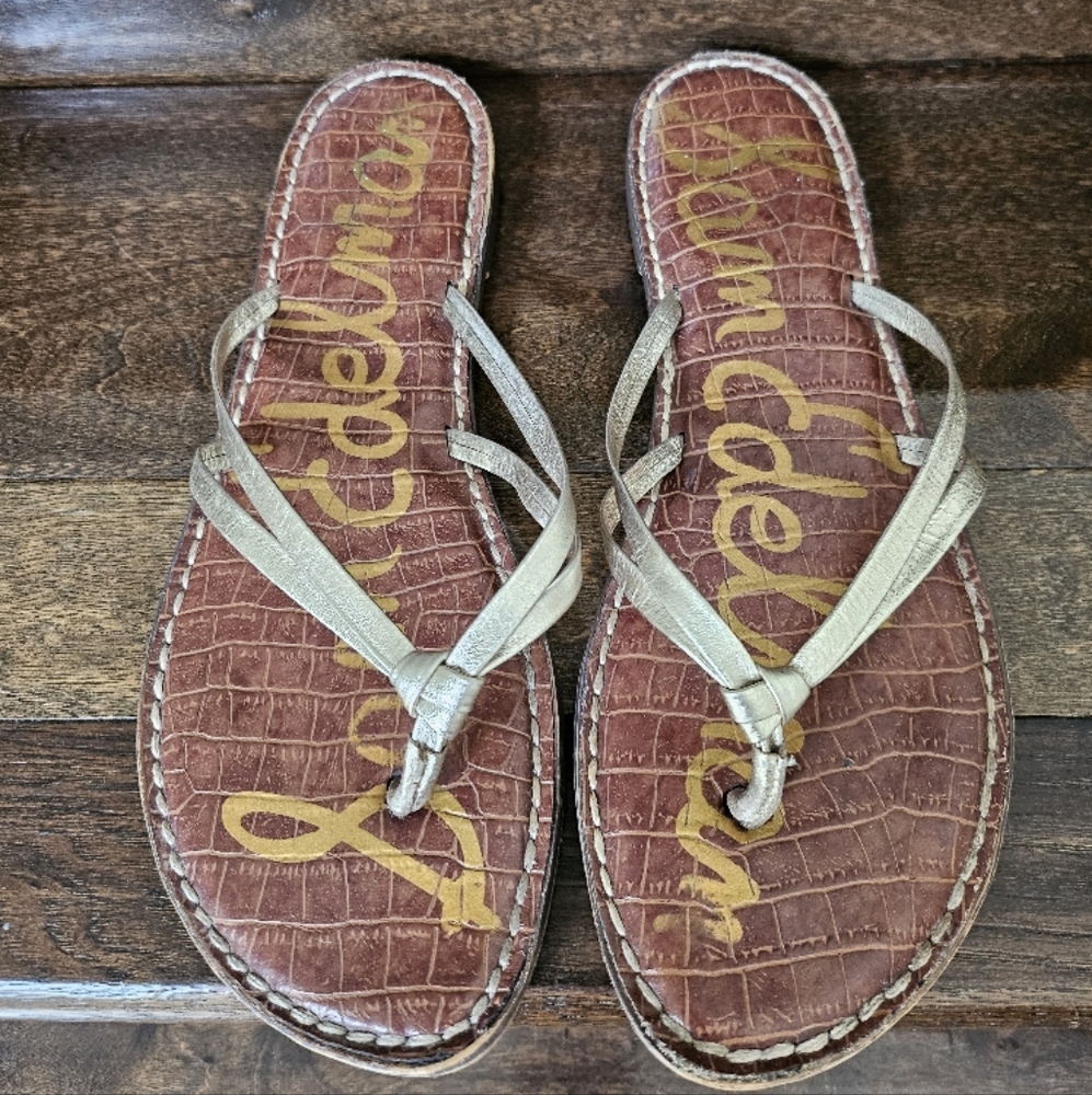 Sam Edelman Gracie Thong Gold Sandals